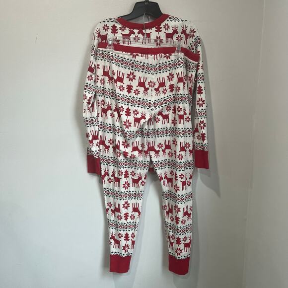 Hanna Andersson Organic Cotton Fair Isle Reindeer Holiday Pajama Set XL - Picture 2 of 7